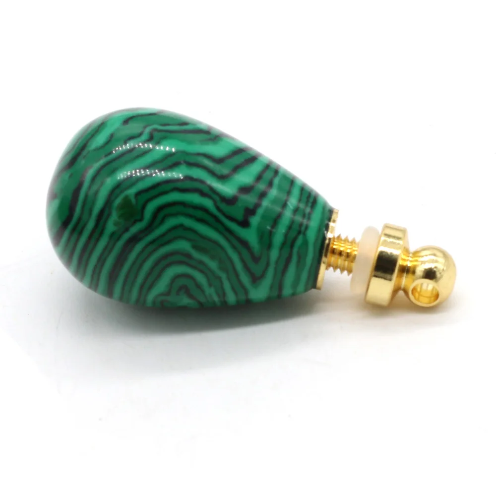 Natural Gem Stone Essential Oil Diffuser Perfume Bottle Pendant Crystal Agates Round Drop Shape Charms for DIY Necklace Jewelry - 6