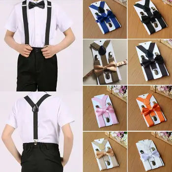 

8 Colors Baby Toddler Kids Adjustable Suspender and Bow Tie Set Tuxedo Wedding Suit Party 2020 Hot