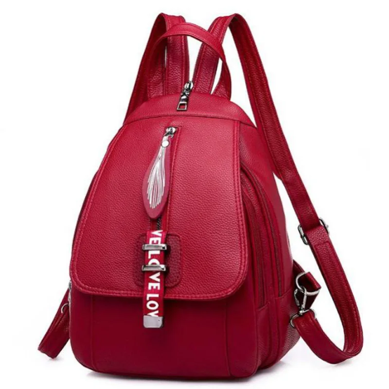 

New Fashion Small Fresh And Elegant Backpack Simple Backpack Pu Leather Pure Zip Shoulder Bag