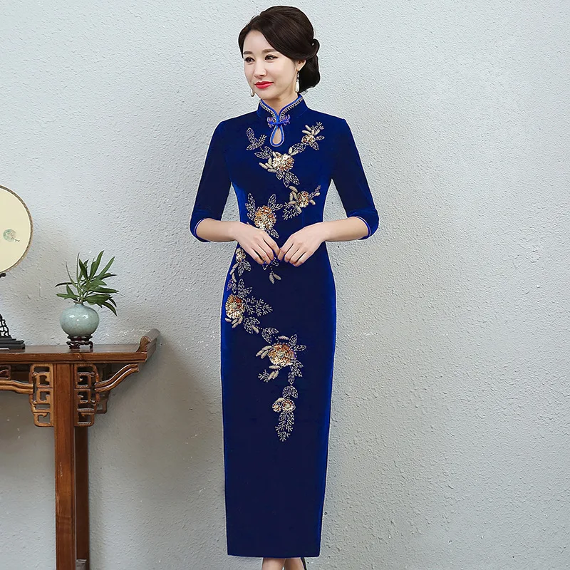 

outfit quality during the new nail bead manufacturers selling improved cheongsam of cultivate morality dress blue