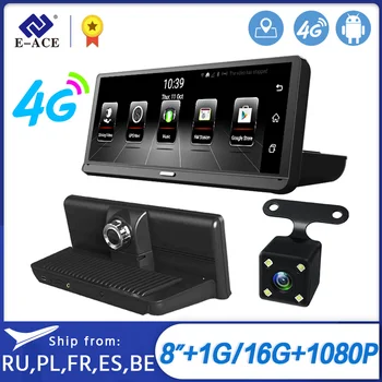 

E-ACE E14 Car Dvr 4G Android Dash Camara 8.0Inch Video Recorder GPS Navigation Dashcam ADAS Auto Registrar With Rear View Camera