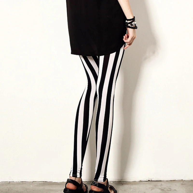 NDUCJSI Womens Leggings Fashion Stripe Print Fitness Leggin Polyester Sexy Legging Stretch Trousers High Elasticity Summer Pants