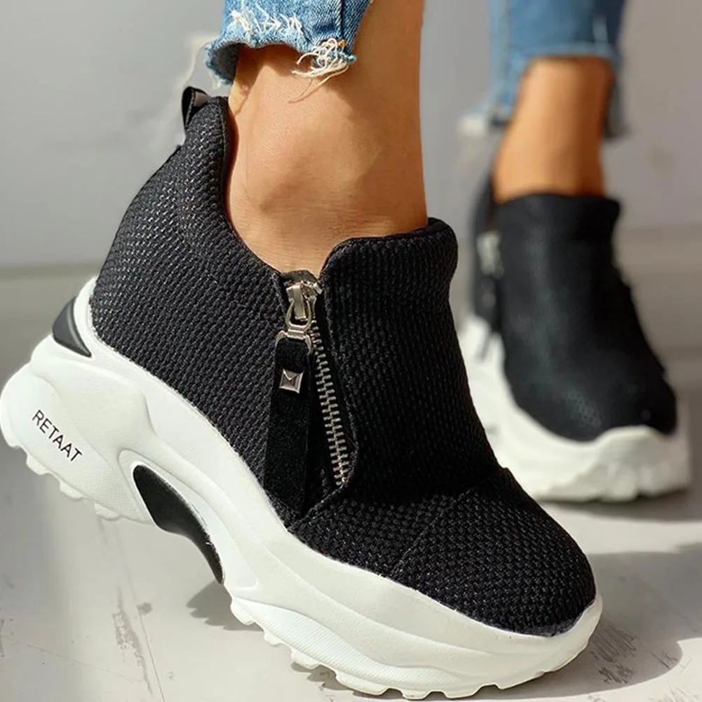 

Doratasia 2020 INS dropship Platform Shoes Woman zipper red black Casual Women Shoes sneakers light Flats leisure shoes women