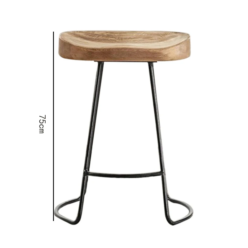Постмодерн простой железный ножной стул практичный твердой деревянной поверхности барный дом Креативный высокий стул кофе промышленный стильный барный стул - Цвет: C  H75cm