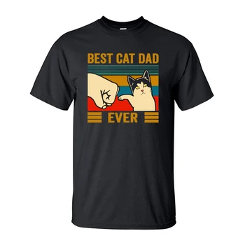 

Best Cat Dad Ever Summer Men's T Shirt Cotton Short Sleeve Fashion Cute Streetwear Animal Cats Male Tops Casual Tshirt