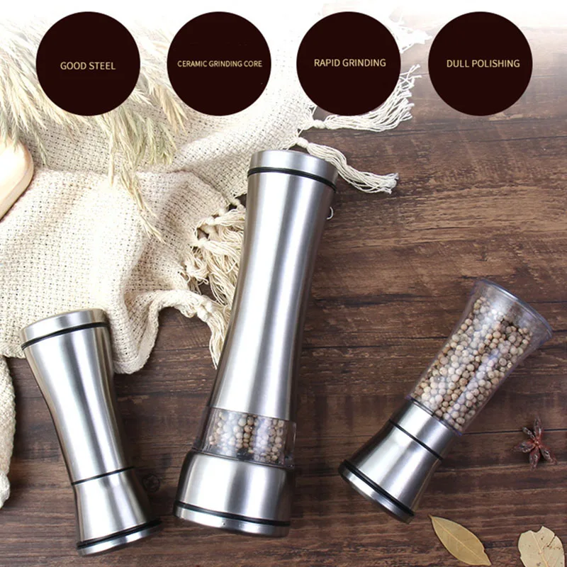 

304 Stainless Steel Grinder Adjustable Coarseness Peppercorn Salt Mill Shakers DTT88