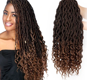 

Spring sunshine 20inch Messy Goddess Faux Locs Curly Crochet Braid Bohemian Soft Synthetic Braids Hair Extensions