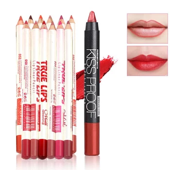 

Hot 12 Pcs Eye Liner Pencil with 1 Pcs Lipstick Set Lip Liner Pencils Waterproof Cosmetics Long Lasting CNT 66