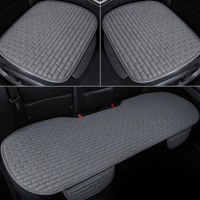 Car seat cover front/rear flax seat protect cushion automobile seat cushion protector pad car covers mat protect Gray 1set