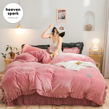 

Winter Warm Soft Fleece Bed Linens Double Bed Set with Duvet Cover/Quilt Cover/Sheet/Bedspread/Pillowcase 220x240 for 150 200bed