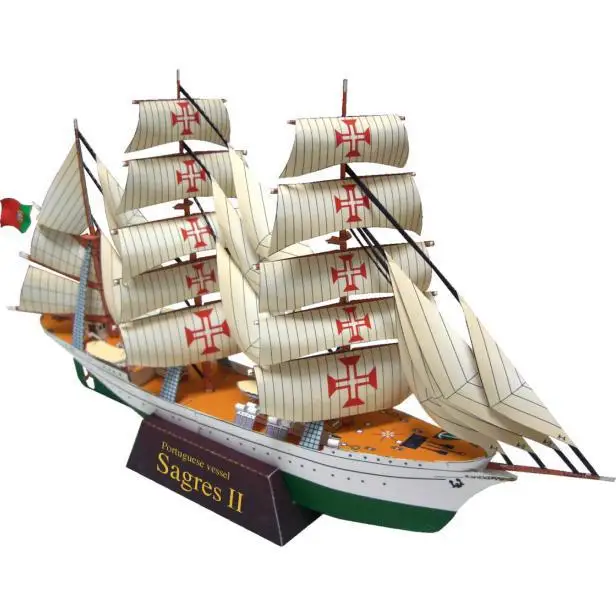 

1:300 Portugal Sagres II SaiL Training Ship Paper Model Sailboat Model Handmade DIY