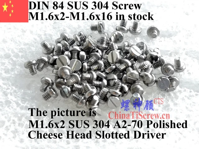 DIN Aço Inoxidável 84 M1.6 parafuso M1.6x2 M1.6x3 M1.6x4 M1.6x5 M1.6x6 M1.6x8  M1.6x10 M1.6x12 M1.6x16 Queijo cabeça Slot Drive A2-70 - AliExpress