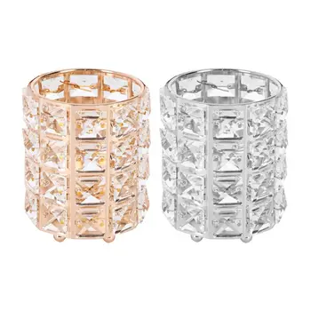 

European Bead Crystal Metal Makeup Brush Storage Tube Eyebrow Pencil Organizer E15E