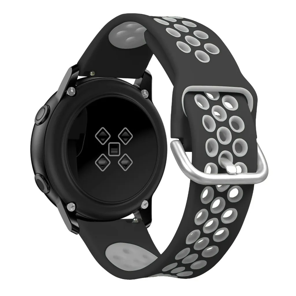 OMESHIN For Samsung Galaxy Watch Sports Skin-friendly Soft Silicone Watch Belt 42mm/Active Adjustable Clasp Porous Design 717#2