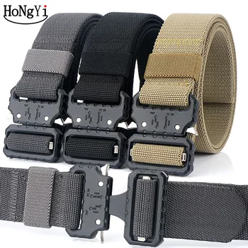 

HONGYI Men's black metal buckle high elasticity thick elastic belt elastic belt casual belt