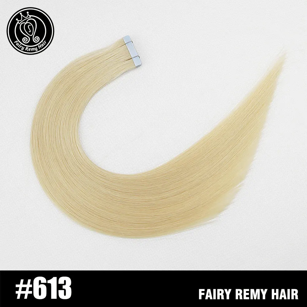 #613 Сказочные волосы remy, 2,0 г/шт., 18 дюймов, натуральные человеческие волосы Remy на ленте для наращивания, прямые волосы Remy, силиконовый, невидимый, искусственная кожа для наращивания - Цвет: #613