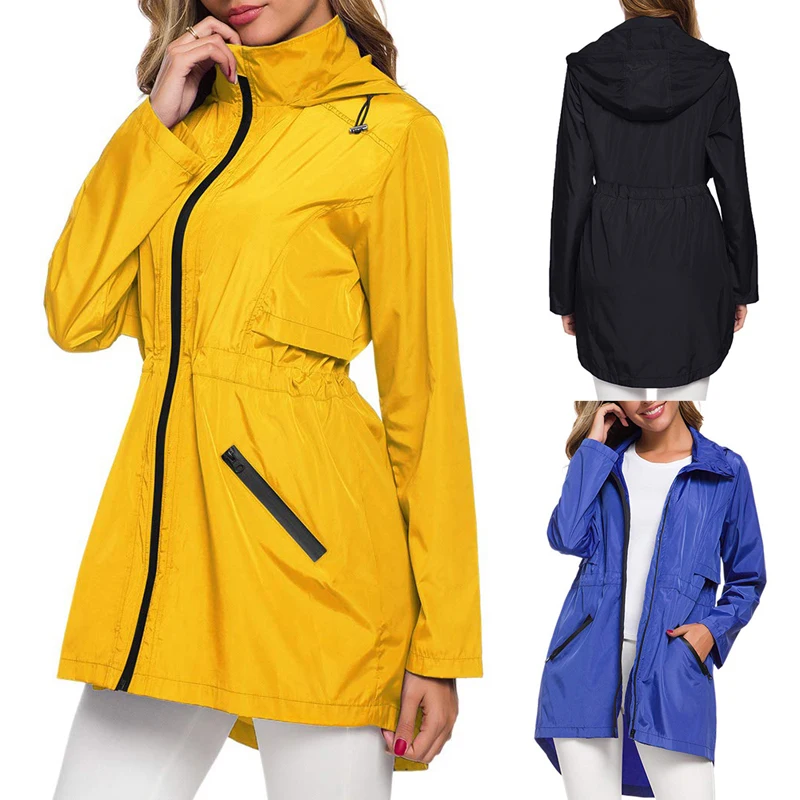 Sfit Женский Длинный плащ с капюшоном уличная легкая ветровка непромокающая
