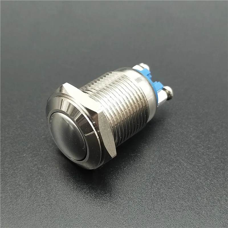 16mm Metal Push Button Switch IP67 Nickel plated brass press button Self locking 1NO High Flat domed Round Momentary