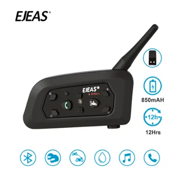 

Newst!!EJEAS V6 Pro 850mAh Bluetooth Motorcycle Communicator Helmet Intercom Moto Headset With Mic 1200m Interphone For 6 Riders