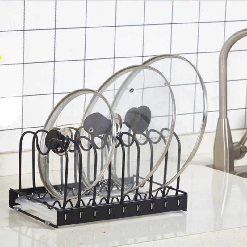 

Pot Cover Dish Plate Draining Shelf with Water Pan Black in Stock 5 Root Iron Wire Holder Detachable Packaging Province Space