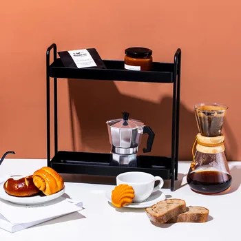 

Bathroom Shelf for Shampoo Makeup Organizer Kitchen Food Fruit Storage Shelves Baking Coffee Shop Bread Coffee Plates Dual Tier