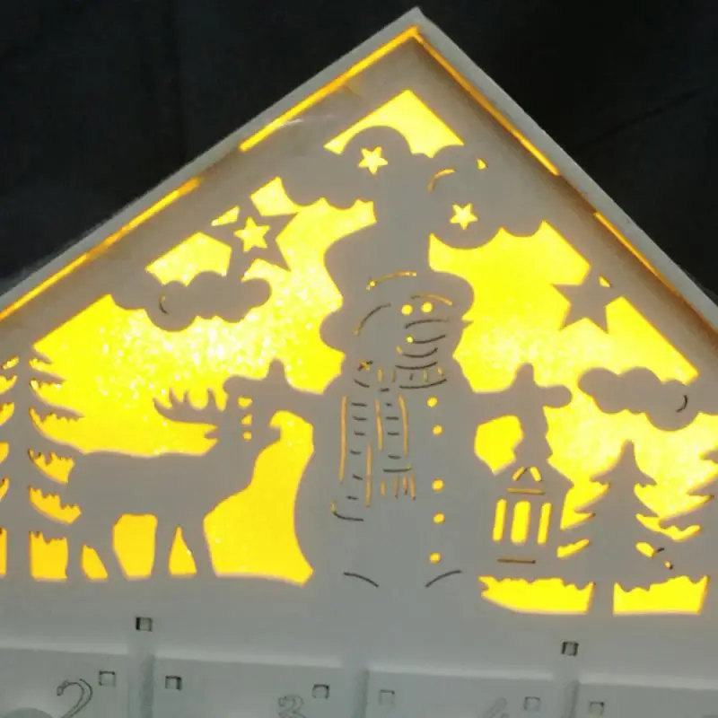 1pcs Christmas Mini Wooden Countdown Advent Calendar With LED Light Christmas Mini Ornament