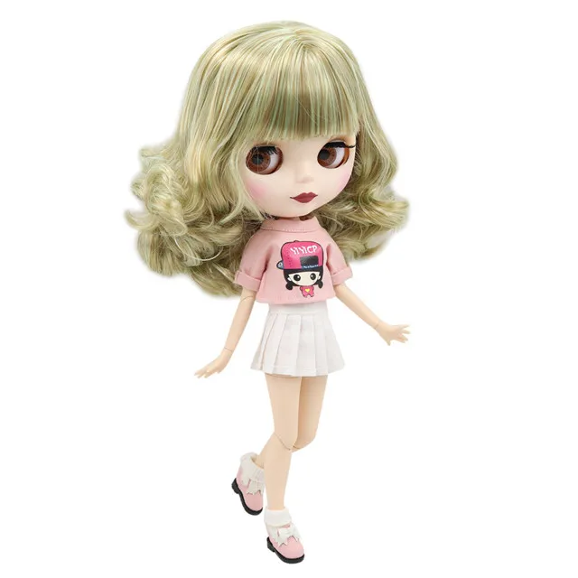ICY 1/6 Blyth Кукла № 9400/400 зеленый смешанные волосы с белой кожей Обнаженная кукла, индивидуальные матовое лицо соединение тела - Цвет: suit