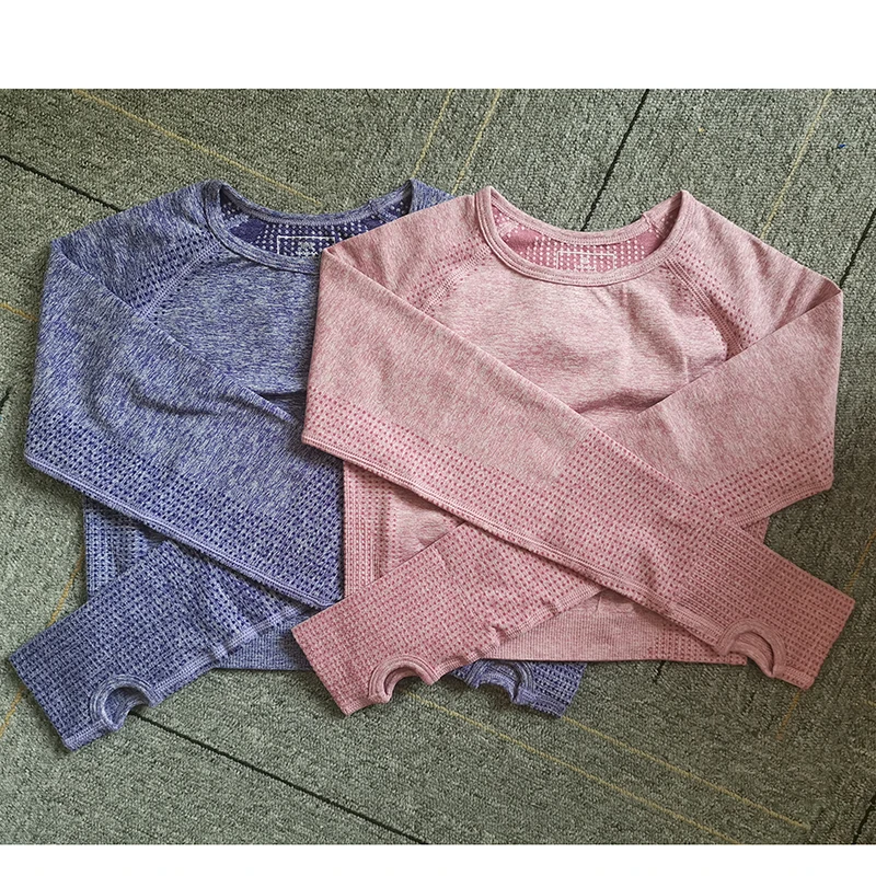 Seamless Yoga Top Long Sleeve Workout Tops for Women Fitness Vital Gym Crop Top Athletic Gym Shirt Women Sportswear Short Active sports bra,yoga top,yoga shirt,sports shirt