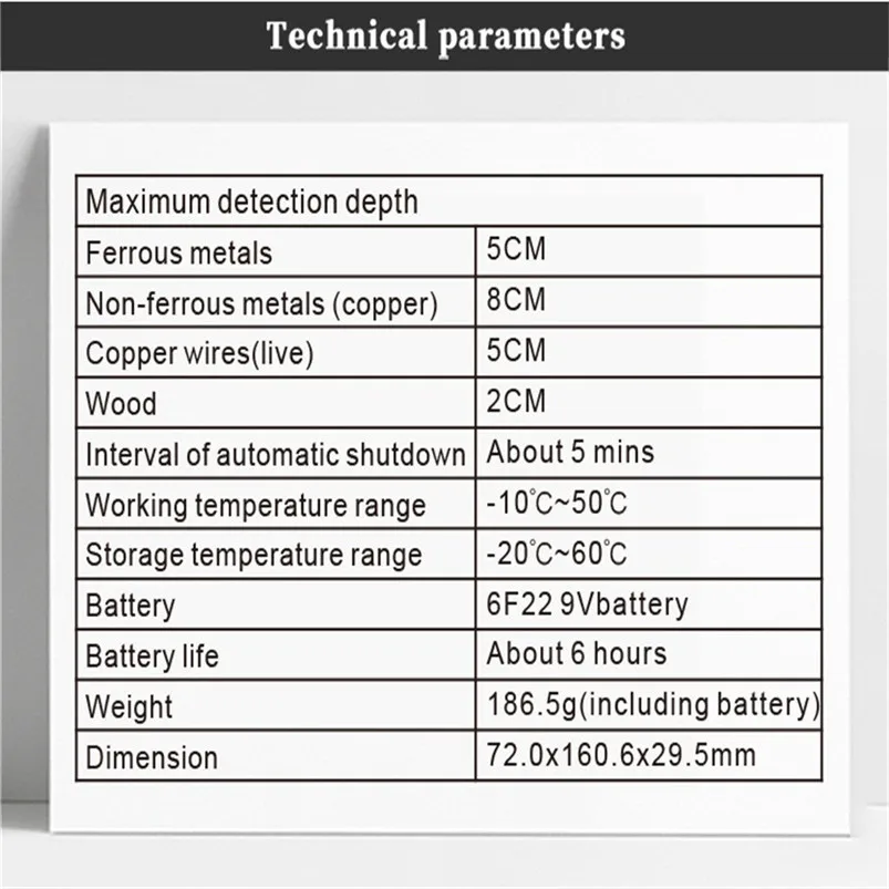 Настенный тестер имеет глубокое Обнаружение 80 мм и является точным и надежным декором для дома 72,0X160,6X29,5 мм 30NOV18