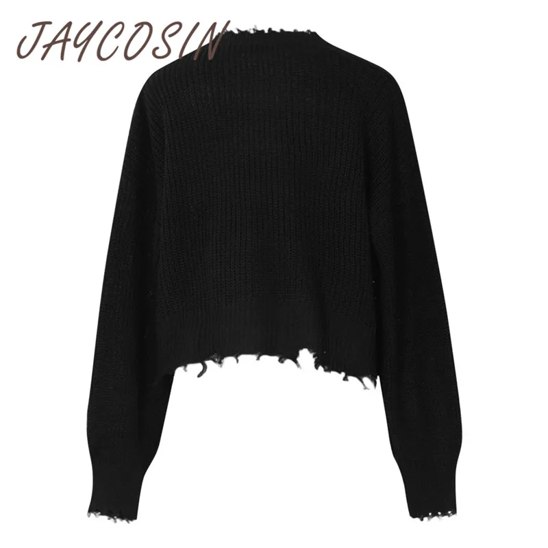 JAYCOSIN Женская одежда, укороченные свитера и пуловеры с кисточками, женские свитера, вязаный свитер с длинным рукавом, женский зимний топ