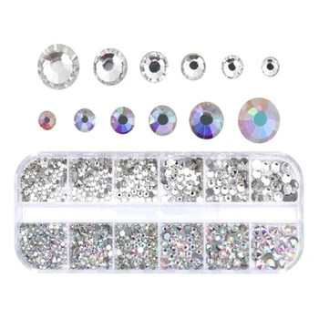 

1Box/Grids 2/3/4/5mm 3D Glitter Flatback Resin Manicure Tool DIY Nail Art Mobile Phone Case Decoration Drop Shipping