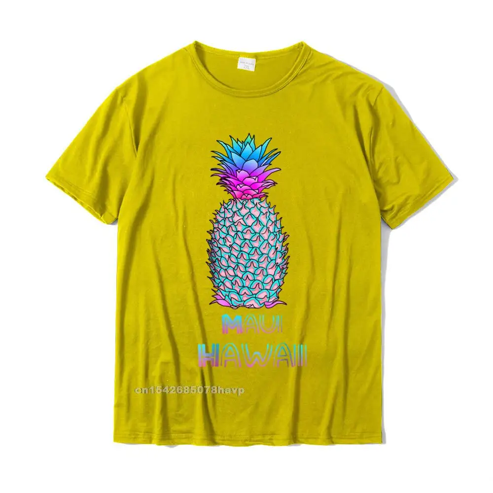 Cute Men Tops Shirt Maui Hawaii Pineapple T-Shirt__1707. T Shirt 100% Cotton Fabric O-Neck Short Sleeve Top T-shirts Hip hop Maui Hawaii Pineapple T-Shirt__1707. yellow