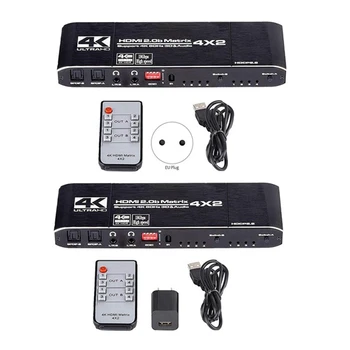 

HDMI Matrix Switch Splitter, 4K@60Hz HDMI 2.0 Switcher 4 in 2 Out with IR Remote Controller Supports HDCP 2.2