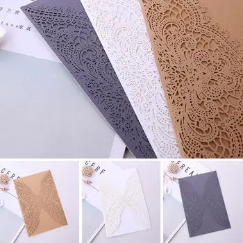 

1pc Hollow Wedding Invitation Lace Pattern Wedding Hollow Double-sided European-style Paper Invitation Cards Wedding W4O2