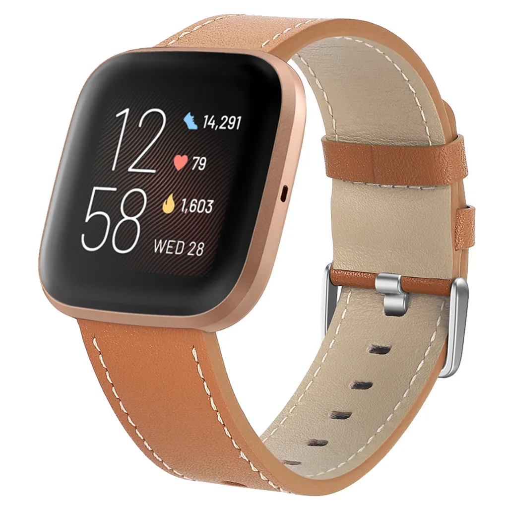 45 # роскошный кожаный ремешок для Fitbit Versa/Versa 2 на запястье Миланская петля