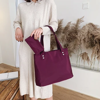 

Women Large Capacity Oxford Cloth Top-handle Bags Fashion Rivet Decorative Solid Color Shoulder Handbags with Clutch