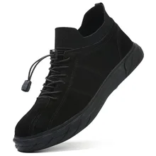 Мужская обувь для отдыха со стальным носком; защитная Рабочая обувь на строительной площадке; защитная обувь из коровьей кожи; большие размеры