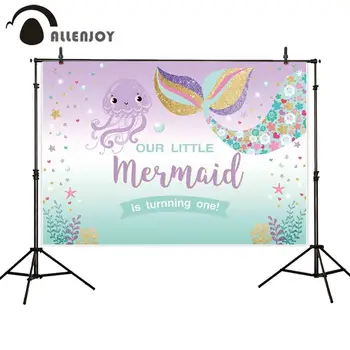 

Allenjoy Under Sea Mermaid Photophone Backdrop Octopus Fish Tail Pastel Child 1st Birthday Party Banner Baby Shower Wallpapers