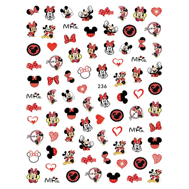 1PCS Disney Cartoon Anime Collection Star Design Nail Sticker Mickey Mouse Donald Duck Lion King Mermaid Stitch Nail Slider HC236