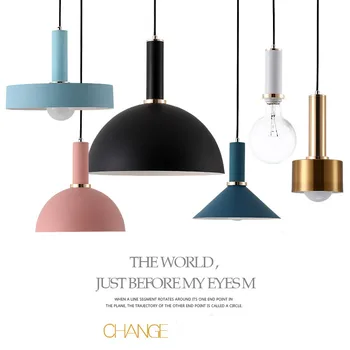 

Sale Nordic restaurant chandelier postmodern Macarons color simple personality creative single head small chandelier cafe lamps