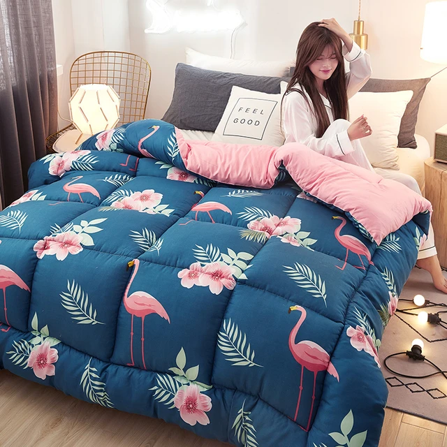 Filling 100% Goose Down Cotton fabric High level Quilted Quilt king queen  full size Comforter Winter Thick Blanket Solid Color - AliExpress