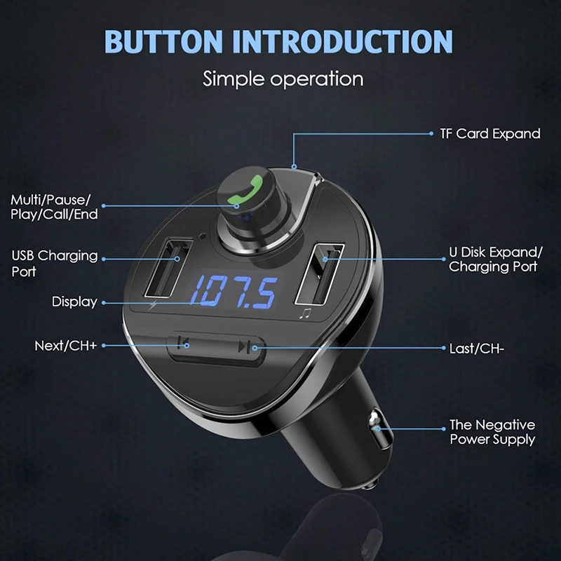 Bluetooth 4,0, автомобильный комплект громкой связи, fm-передатчик, модулятор, Автомобильный MP3 музыкальный плеер, 5 В, а, двойное USB зарядное устройство, поддержка TF карты, u-диск