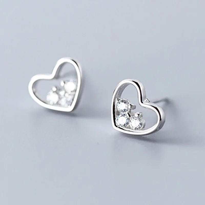 G3128 Silver Trusta 925 пробы серебряные ювелирные изделия модные милые миниатюрные 8 мм X 7 мм полые серьги-гвоздики в форме сердца подарок для девочек, детей, леди DS514 - Окраска металла: G3128 Silver