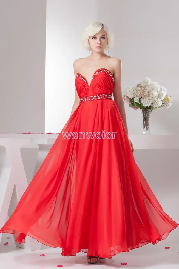 

free shipping 2016 new design hot seller fashion maternity beading crystal custom size/color sexy red chiffon Bridesmaid Dress