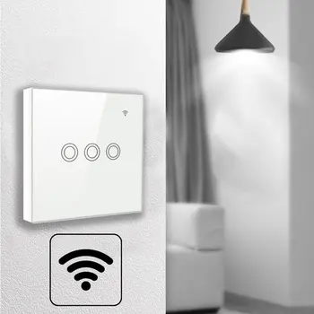 

3-Way WIFI Switch APP AI Voice Control Switch Timing Function Safe And Durable Convenience ABS Fireproof Base