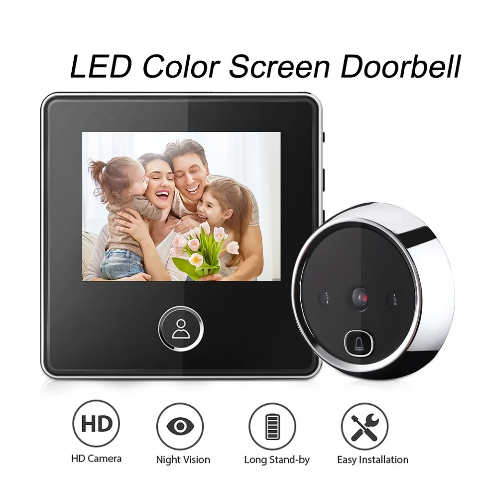 Awapow Smart Video Doorbell 2.8 TLT HD LCD Display 90 Degree Wide Angle Peephole Viewer Video Eye Door Bell Outdoor Doorbell video entry system