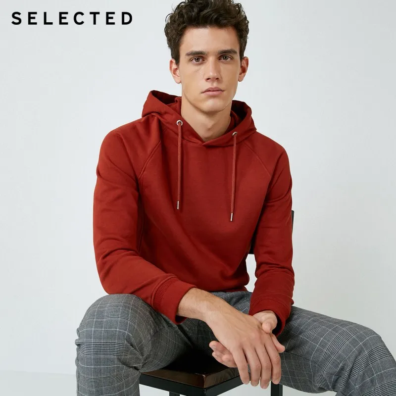 SELECTED Men's Pure Color Hooded Cord Business Sweatshirt New Male Hoodies Pullover Clothes S | 418333518 Мужская одежда