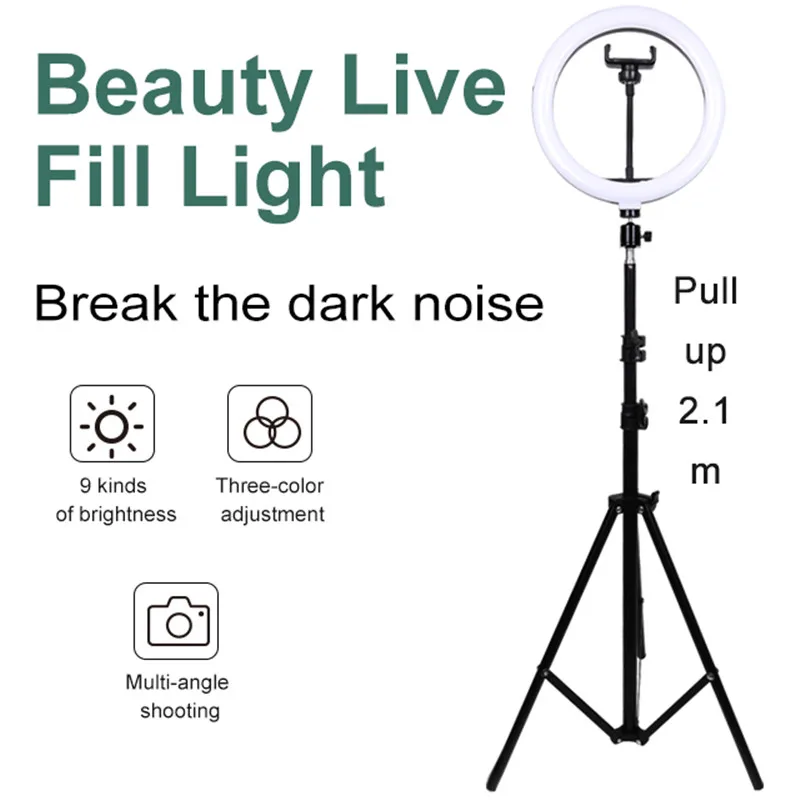 LED 링 라이트 사진 조명 Selfie 램프 유튜브 메이크업 비디오 라이브 사진 스튜디오에 대한 삼각대와 USB Dimmable