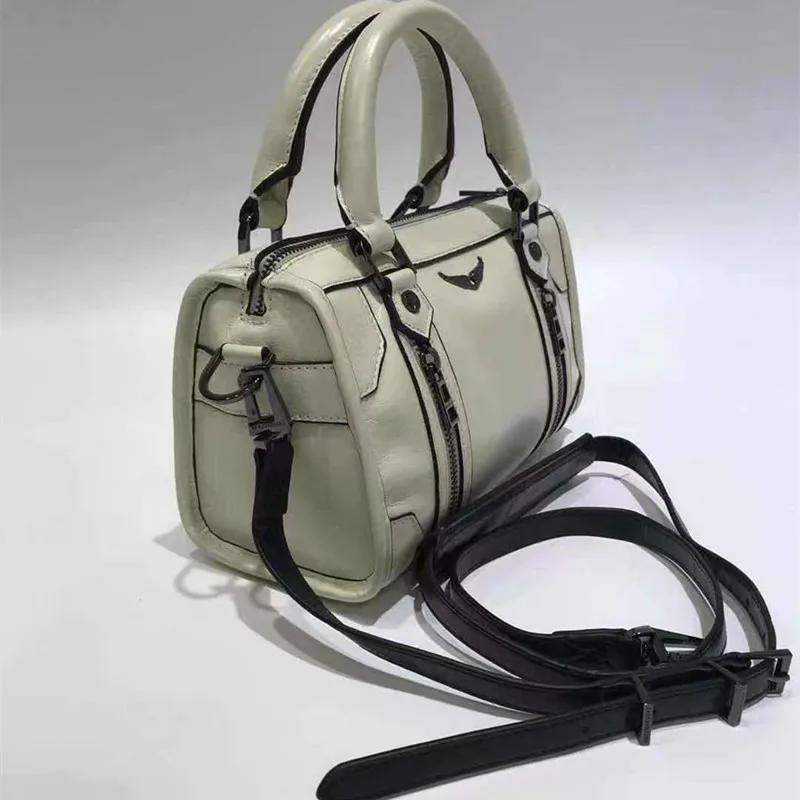 Women's Barrel-shaped One Shoulder Bag Leather Wings Zipper Decoration Fashion Messenger | Багаж и сумки