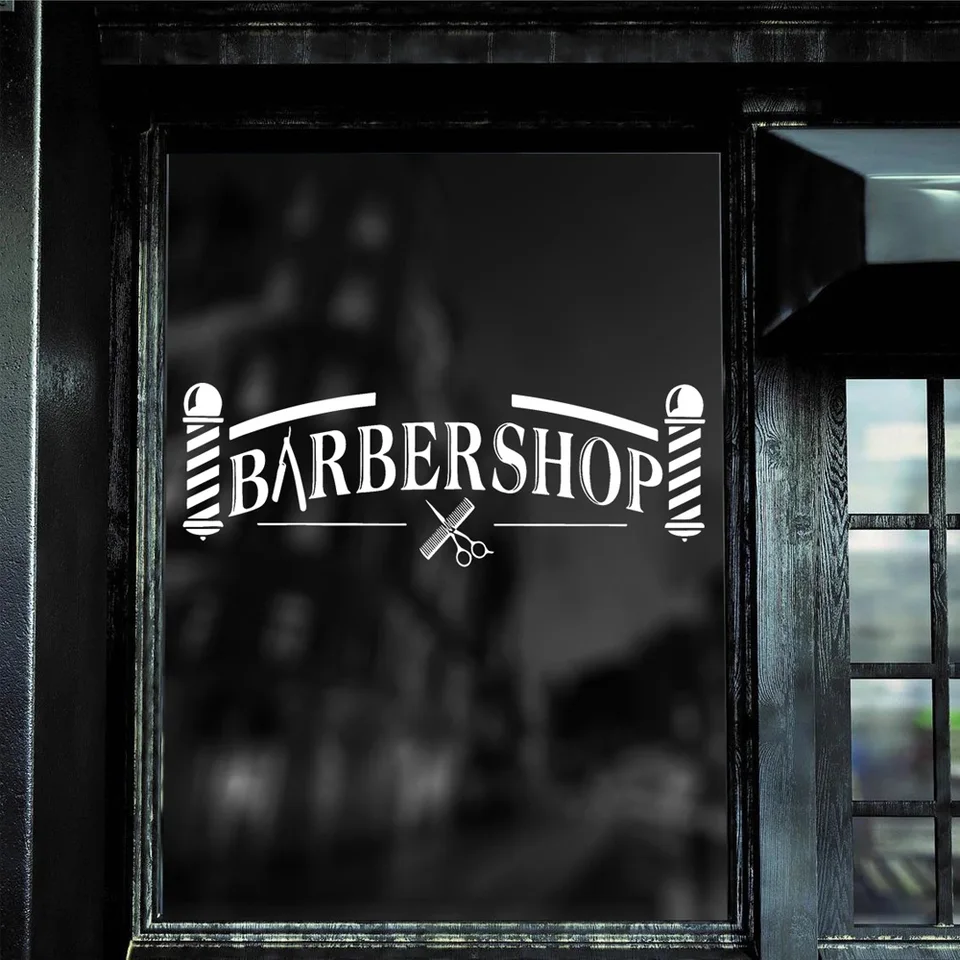 Schaufenster Aufkleber Persönliches Barbershop Logo